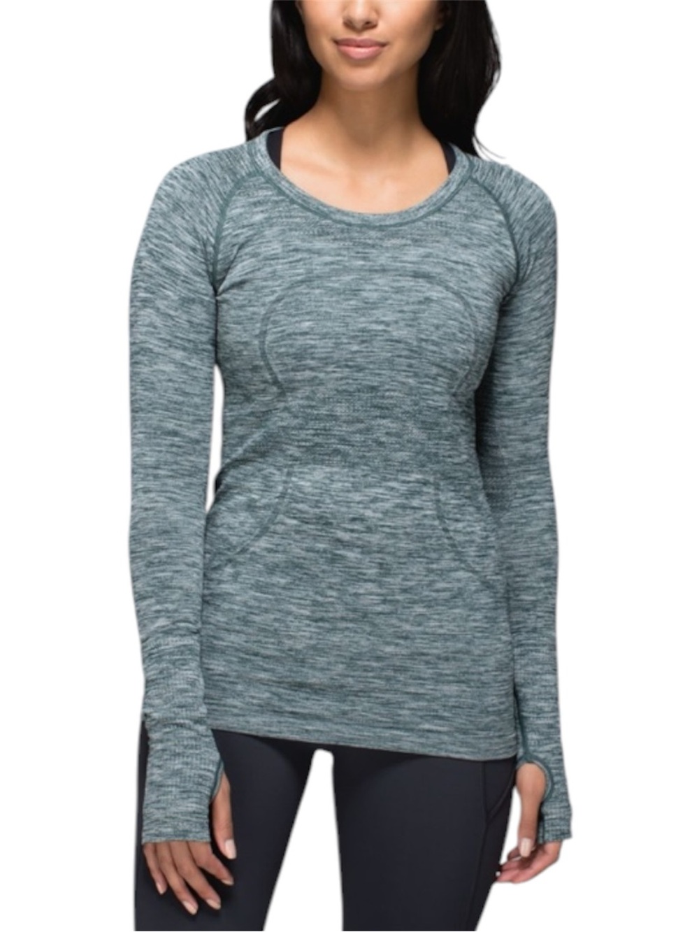 Lululemon Swiftly Tech Long Sleeve Crew Space Dye Heathered Fuel Green Size 4